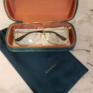 GUCCI GG0410SK 005 Gold Aviator Unisex Authentic Sunglasses 61 mm. New w/bag.